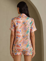 [Rosa Fauna] SilkSilky-SE Short Sleeve Notch Collar Dam Pyjama 002