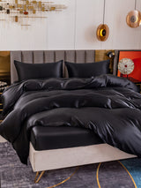 [Svart] SilkSilky-SE 19Momme Rent Silke Bedding Set 003