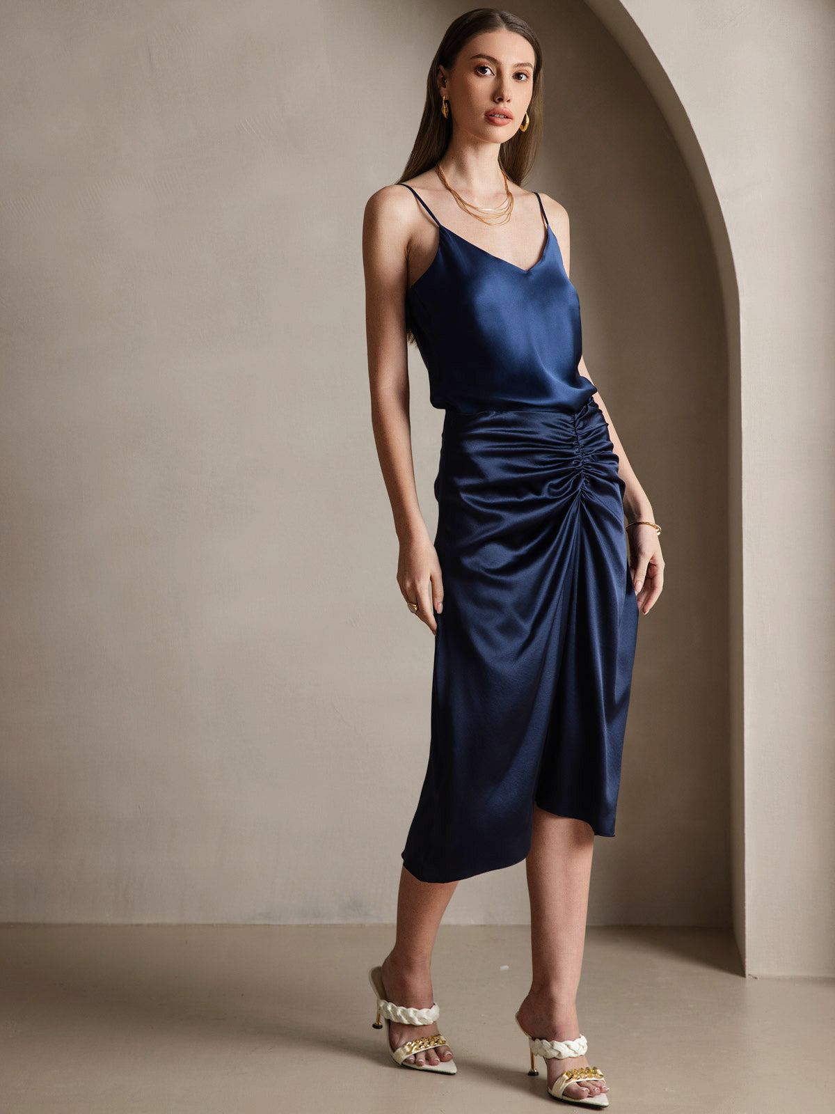 [Mörkblå] SilkSilky-SE Rent Silke Camisoles 004,