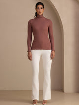 [Cameo Rose] SilkSilky-SE Long Sleeve Turtle Neck Dam T-Shirt 007
