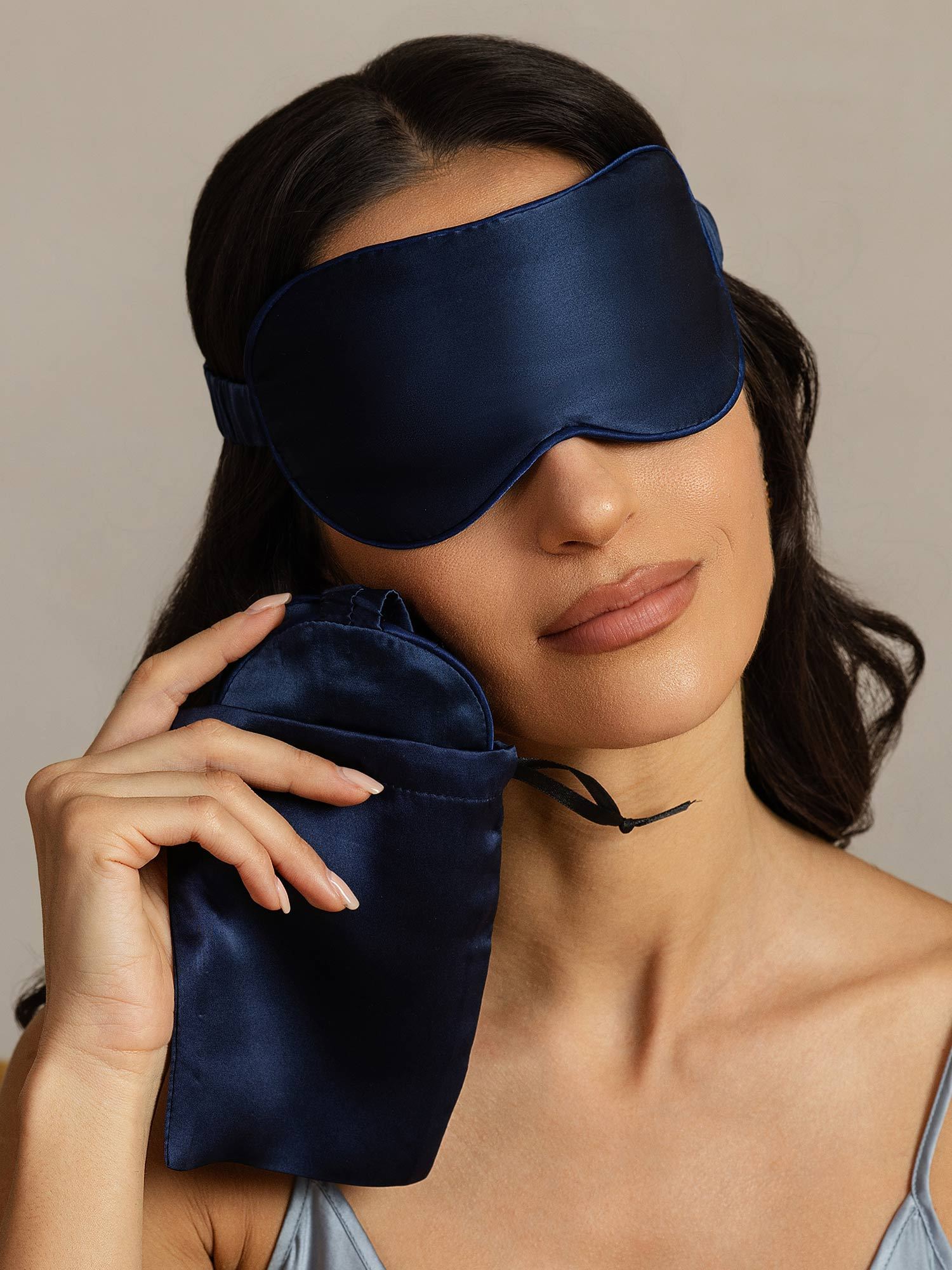 [Mörkblå] SilkSilky-SE Rent Silke Eye Mask 002