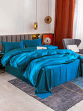 SilkSilky SE 19Momme Rent Silke Bedding Set Kungsblått 001