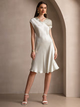 [Ljusgrön] SilkSilky-SE Cap Sleeve V Neck Nattlinne 001