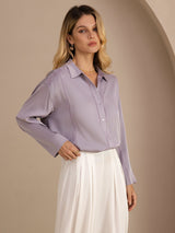 [Lila] SilkSilky-SE Long Sleeve Lapel Collar Blus 004