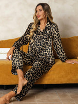 [Leopard] SilkSilky-SE Lång Ärm Dam Pyjama 001