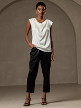 [Vit] SilkSilky-SE Kappärm Cowl Neck Dam T-Shirt 004