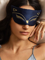 [Mörkblå] SilkSilky-SE Rent Silke Eye Mask 001