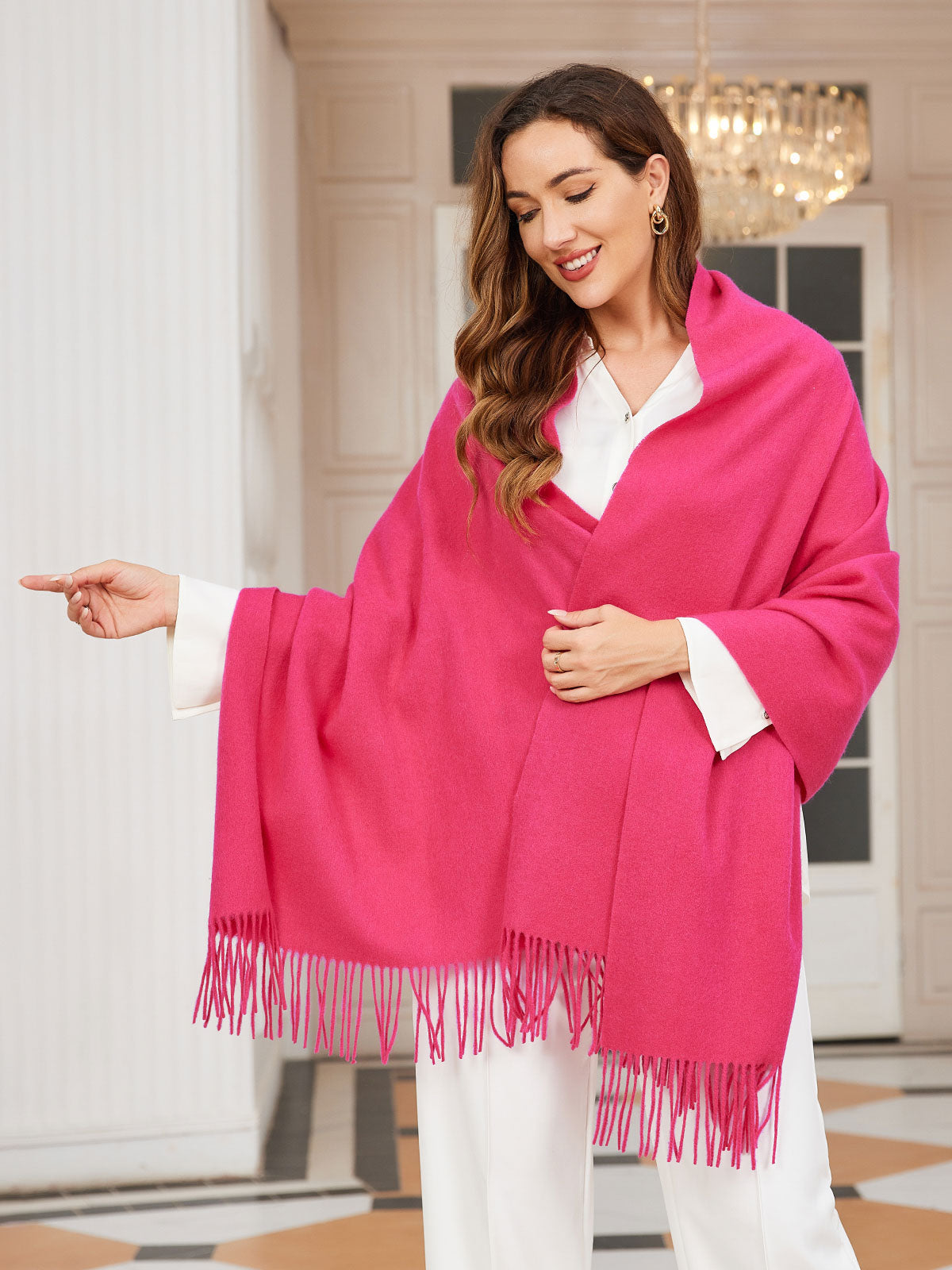 [Rosröd] SilkSilky-SE Ull Scarf 001