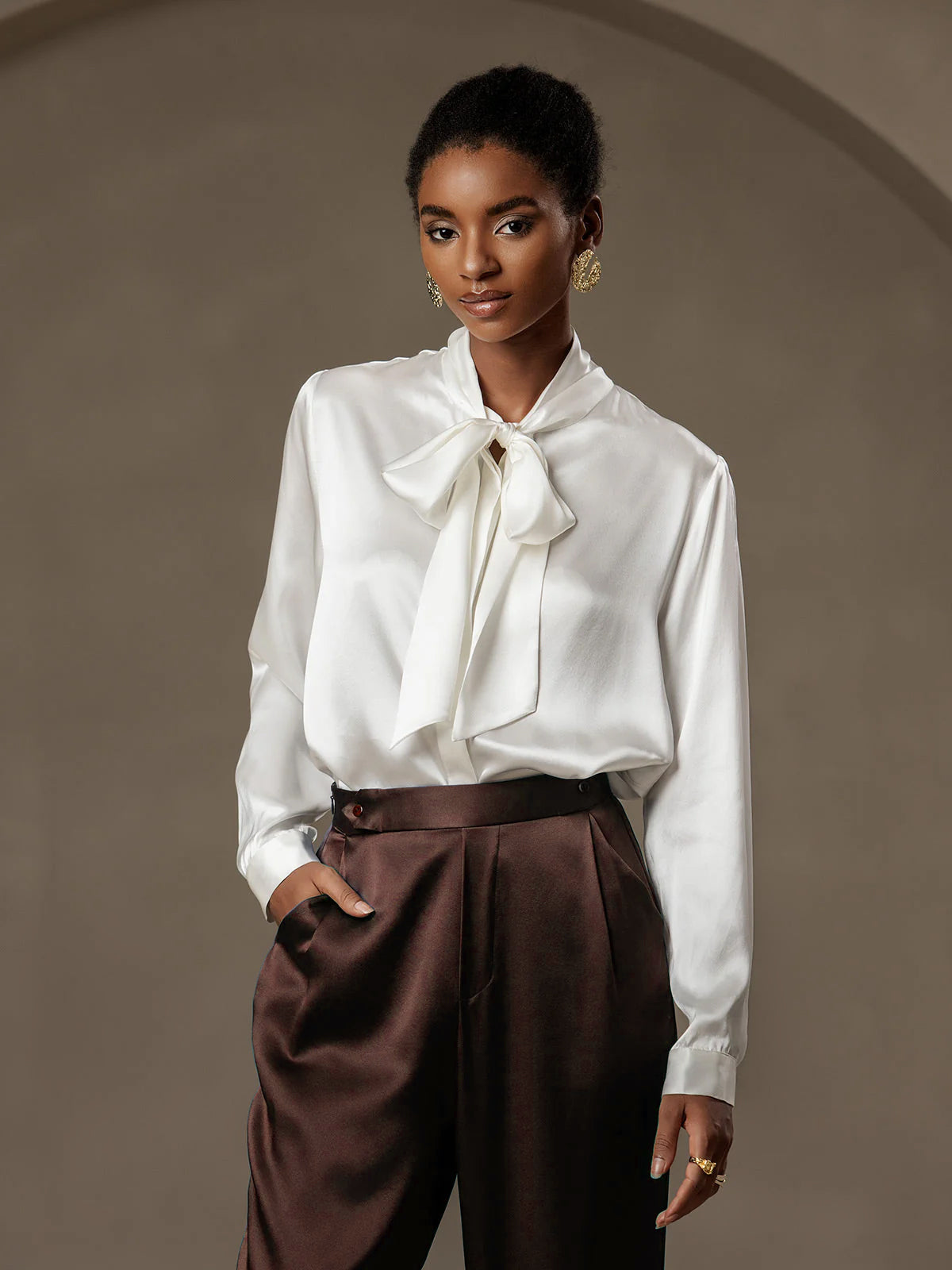 [Mörk Choklad] SilkSilky-SE 19Momme Silke Womens Pants 003