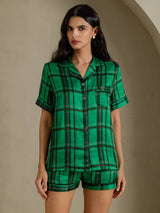 [Rutgrön] SilkSilky-SE Short Sleeve Notch Collar Dam Pyjama 001