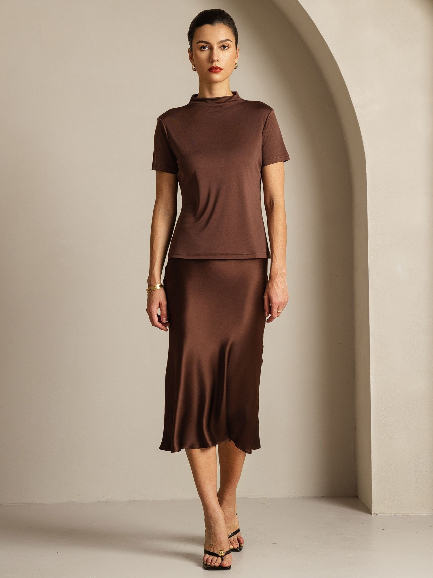 [Kaffe] SilkSilky-SE Rent Silke Krage Dam T-Shirt 006