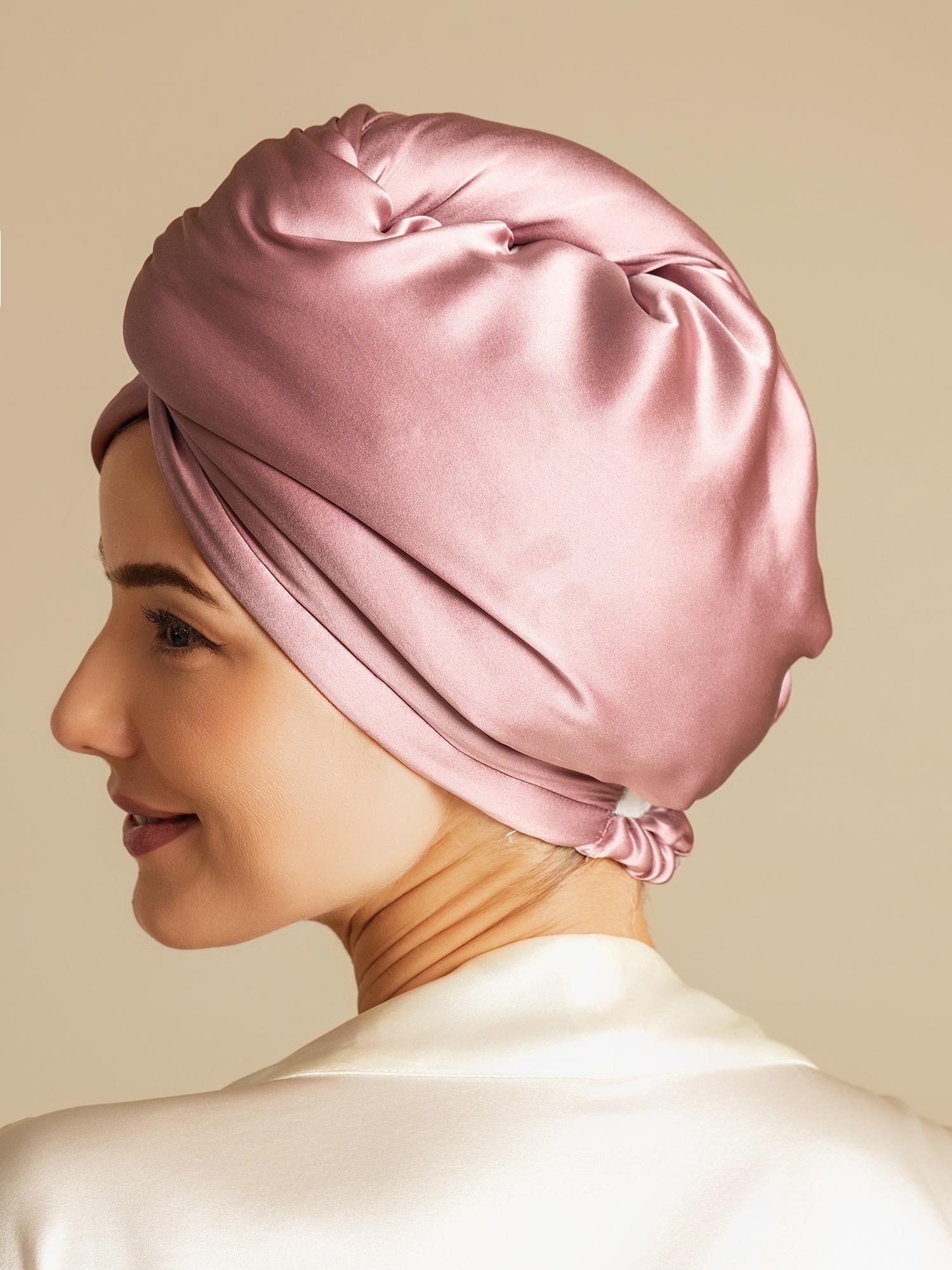 [Blek Mauve] SilkSilky-SE Rent Silke Hair Towel Wrap 002,
