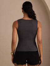 [Grå] SilkSilky-SE Sleeveless Deep V Neck Cami Toppar 002