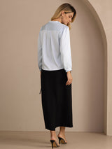 [Ljusblå] SilkSilky-SE Long Sleeve Blouse 002