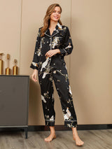 [Svart] SilkSilky-SE Rent Silke Womens Pajamas 003