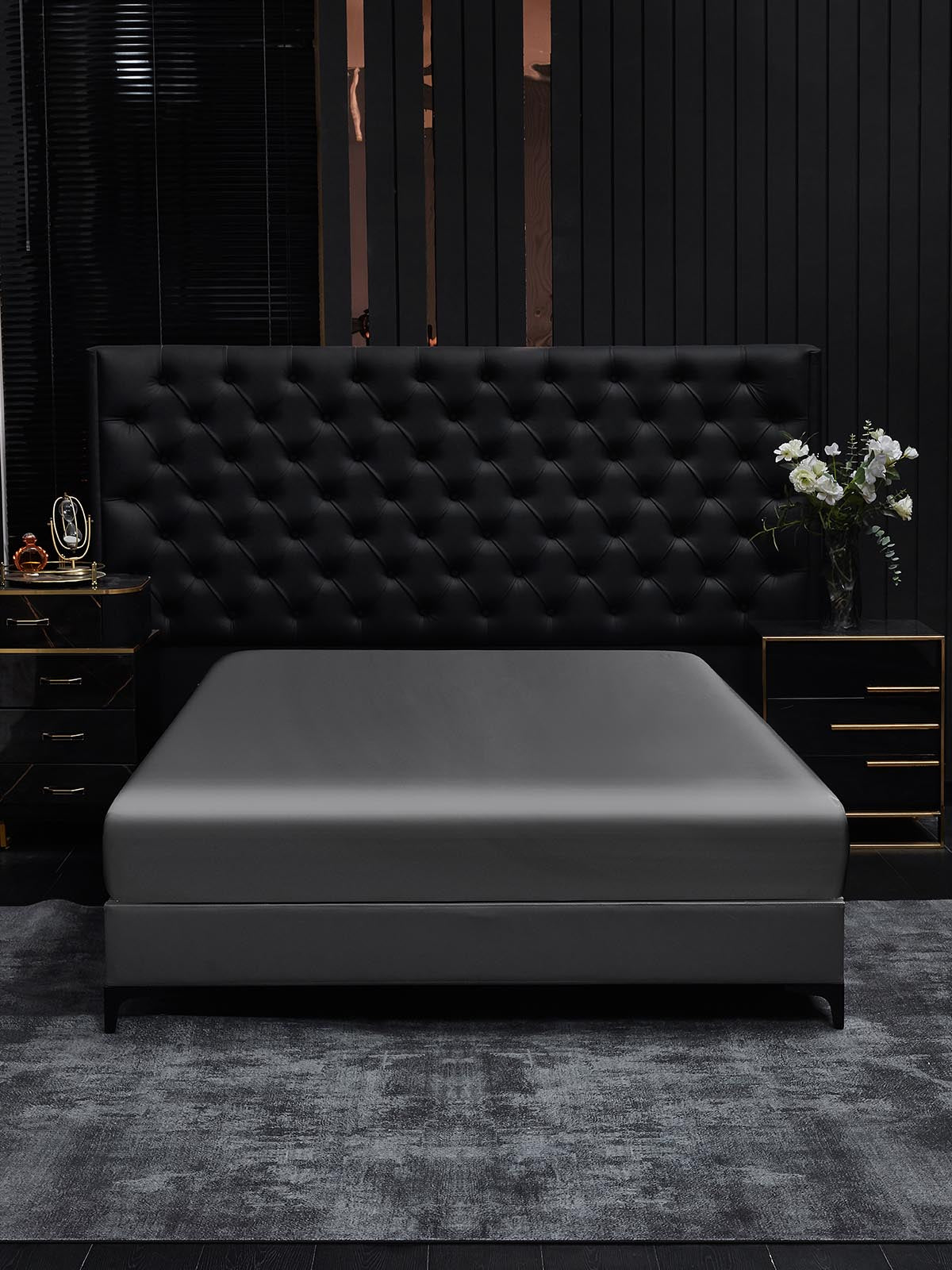 [Mörkgrå] SilkSilky-SE 19Momme Rent Silke Sheet 002