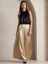 [Svart] SilkSilky-SE Sleeveless Halter Dam T-Shirt 003
