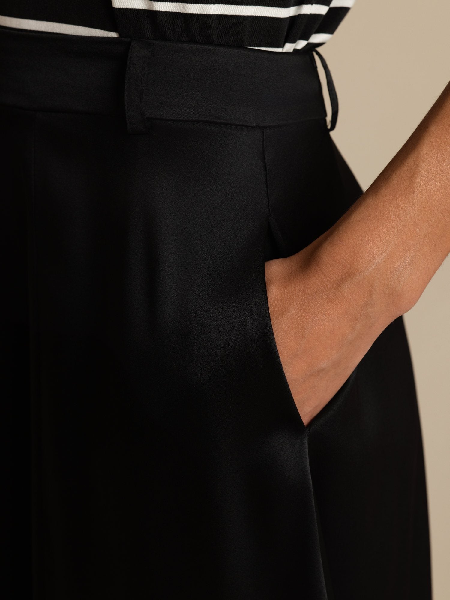 [Svart] SilkSilky-SE 19Momme Silke Skirt 007