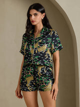 [Svart Serval] SilkSilky-SE Short Sleeve Notch Collar Dam Pyjama 005