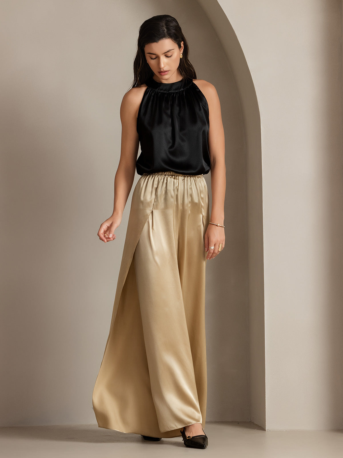 [Champagne] SilkSilky-SE 19Momme Silke Womens Pants 008