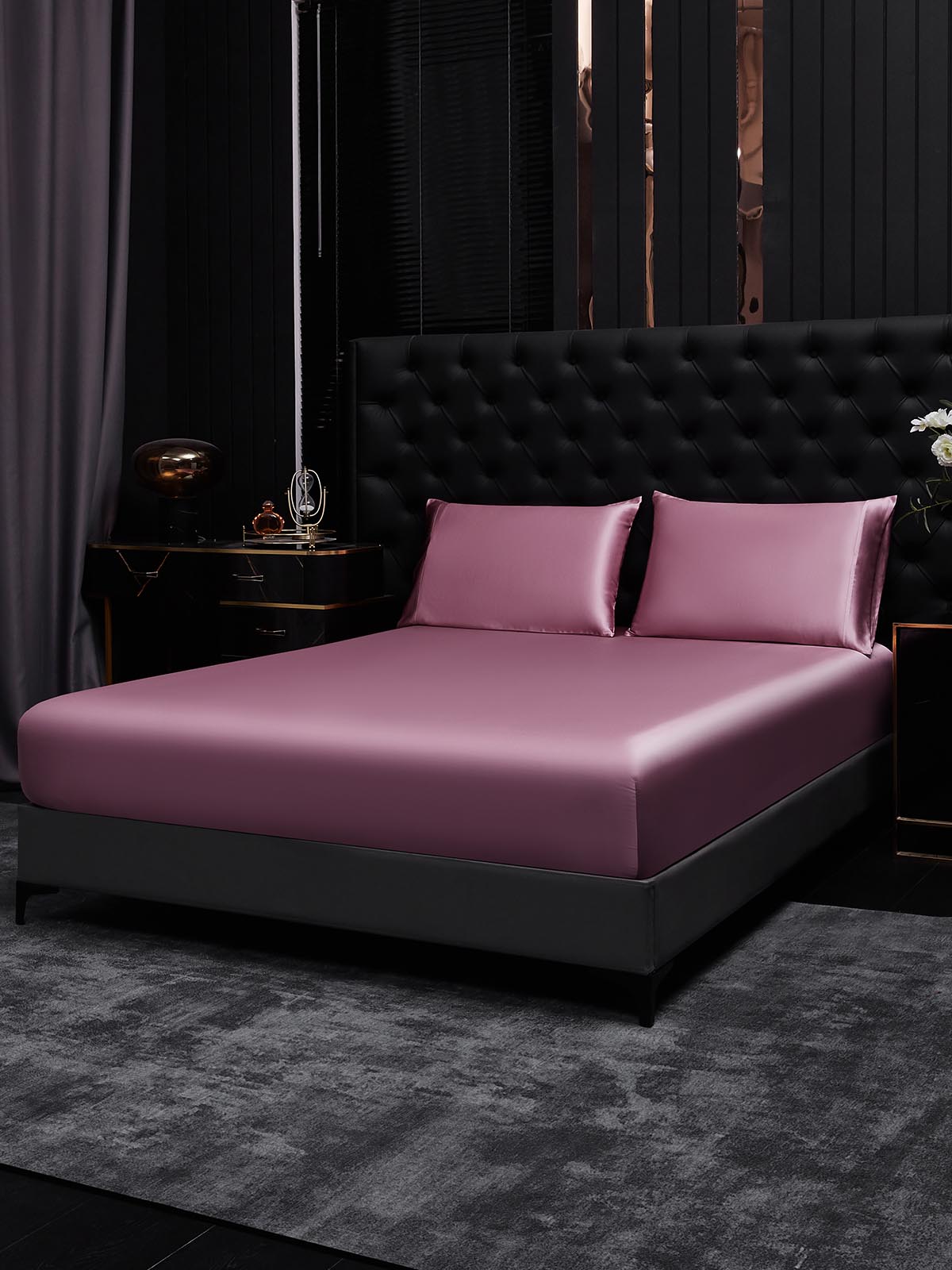 [Blek Mauve] SilkSilky-SE 25Momme Rent Silke Bedding Set 001,