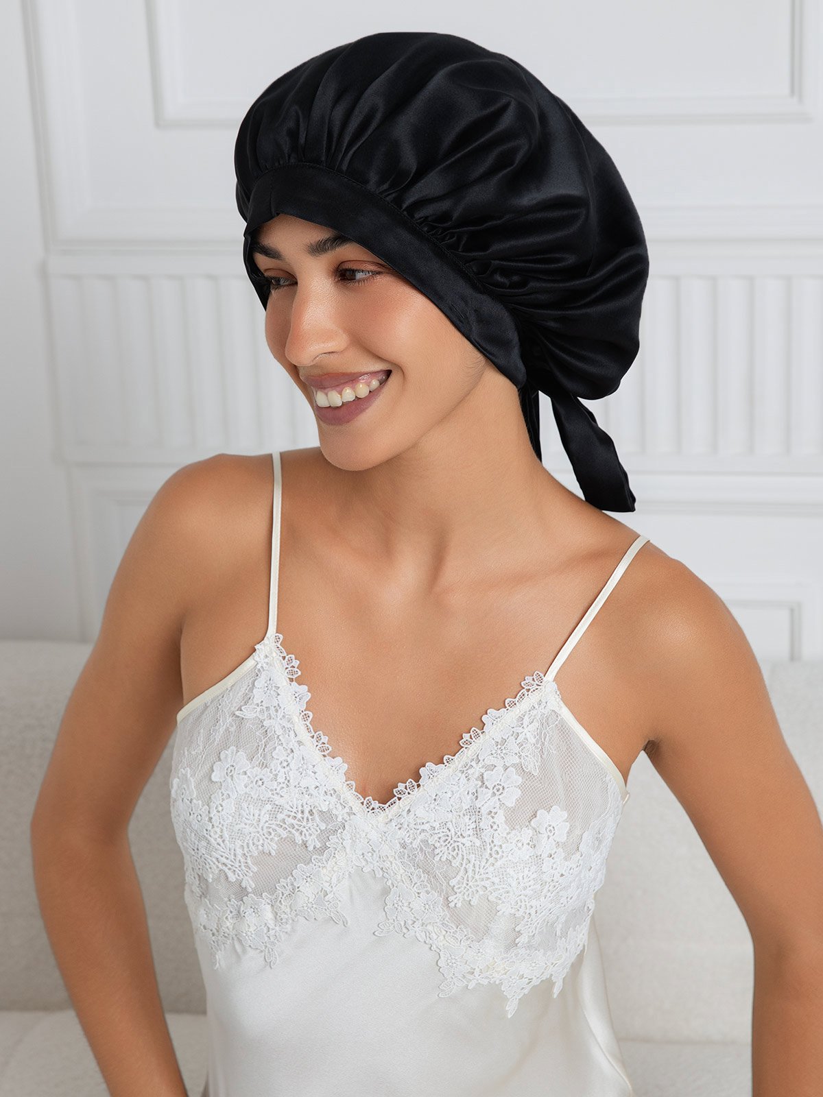 SilkSilky-SE Rent Silke Sleep Cap Svart 001