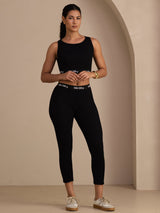 [Svart] SilkSilky-SE Sleeveless Crew Neck Women's Outfit Sets 008