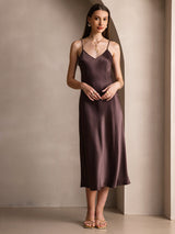 [Kaffe] SilkSilky-SE Spaghetti Strap V Neck Klänning 005