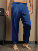 [Mörkblå] SilkSilky-SE Rent Silke Mens Sleep Bottoms 003