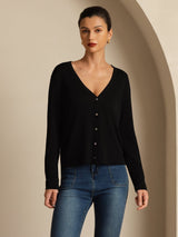 [Svart] SilkSilky-SE Long Sleeve Dam Cardigan 001