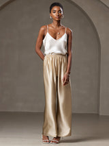[Beige] SilkSilky-SE Spaghetti Strap V Neck Cami Toppar 007