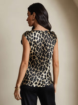 [Leopard] SilkSilky-SE 19Momme Silke Womens T-Shirt 002