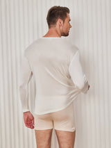 [Vit] SilkSilky-SE Long Sleeve Round Neck Herr T-Shirt 002