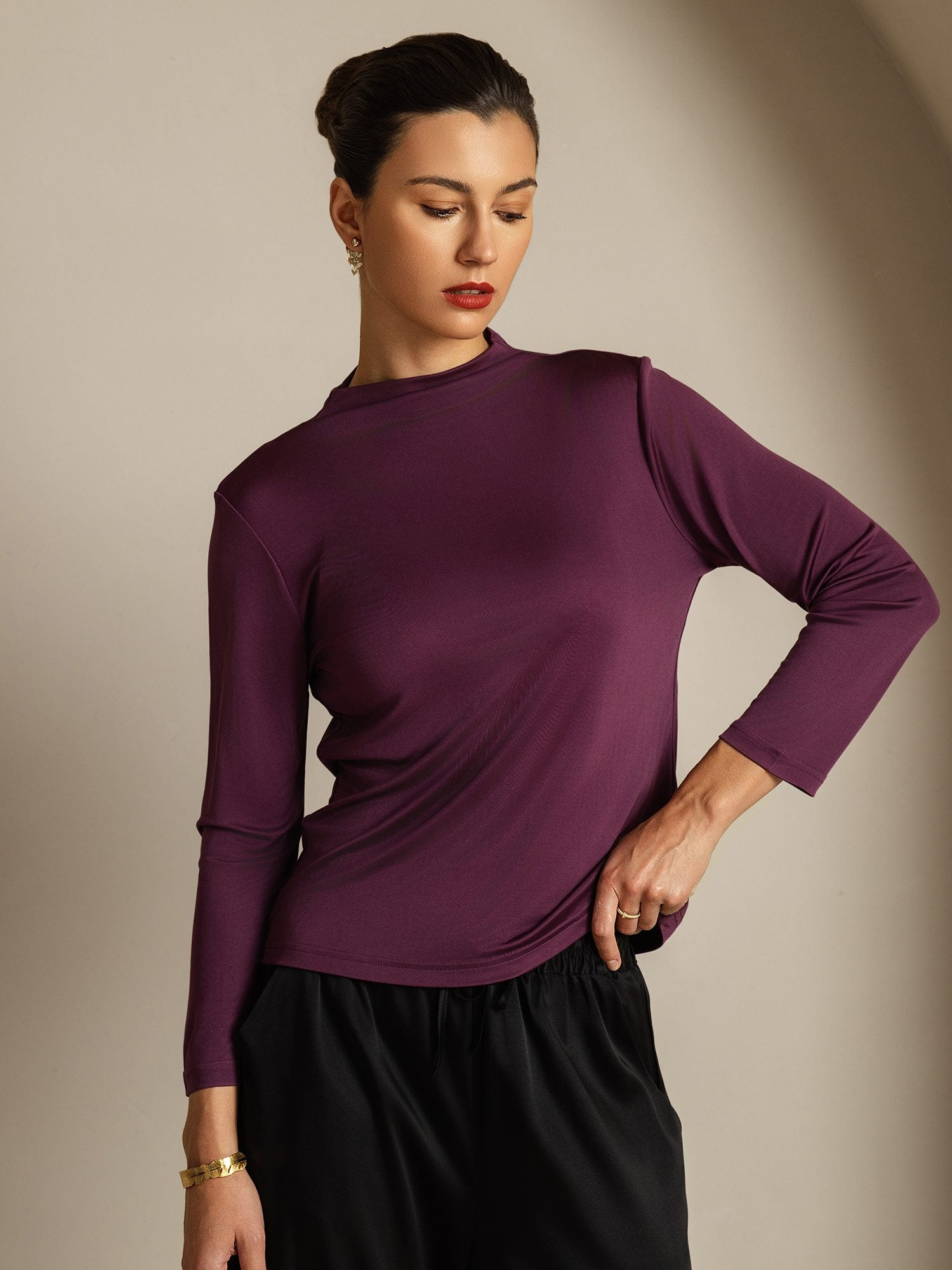 [Lila] SilkSilky-SE Rent Silke Womens T-Shirt 003