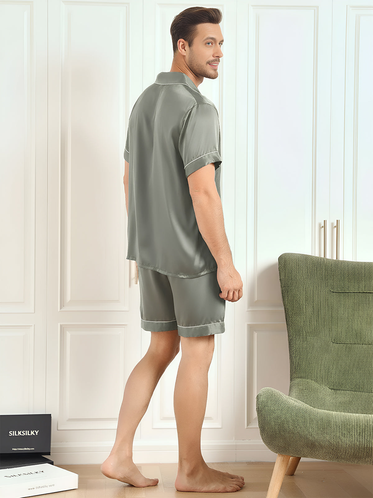 [Grågrön] SilkSilky-SE Mens Pajamas 002