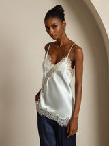[Ljusblå] SilkSilky-SE Spaghetti Strap V Neck Cami Toppar 006