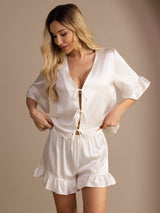 [Vit] SilkSilky-SE Short Sleeve V Neck Dam Pyjama 003