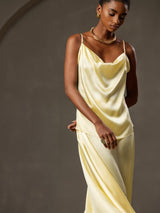 [Gul] SilkSilky-SE Spaghetti Strap Cowl Neck Cami Toppar 001