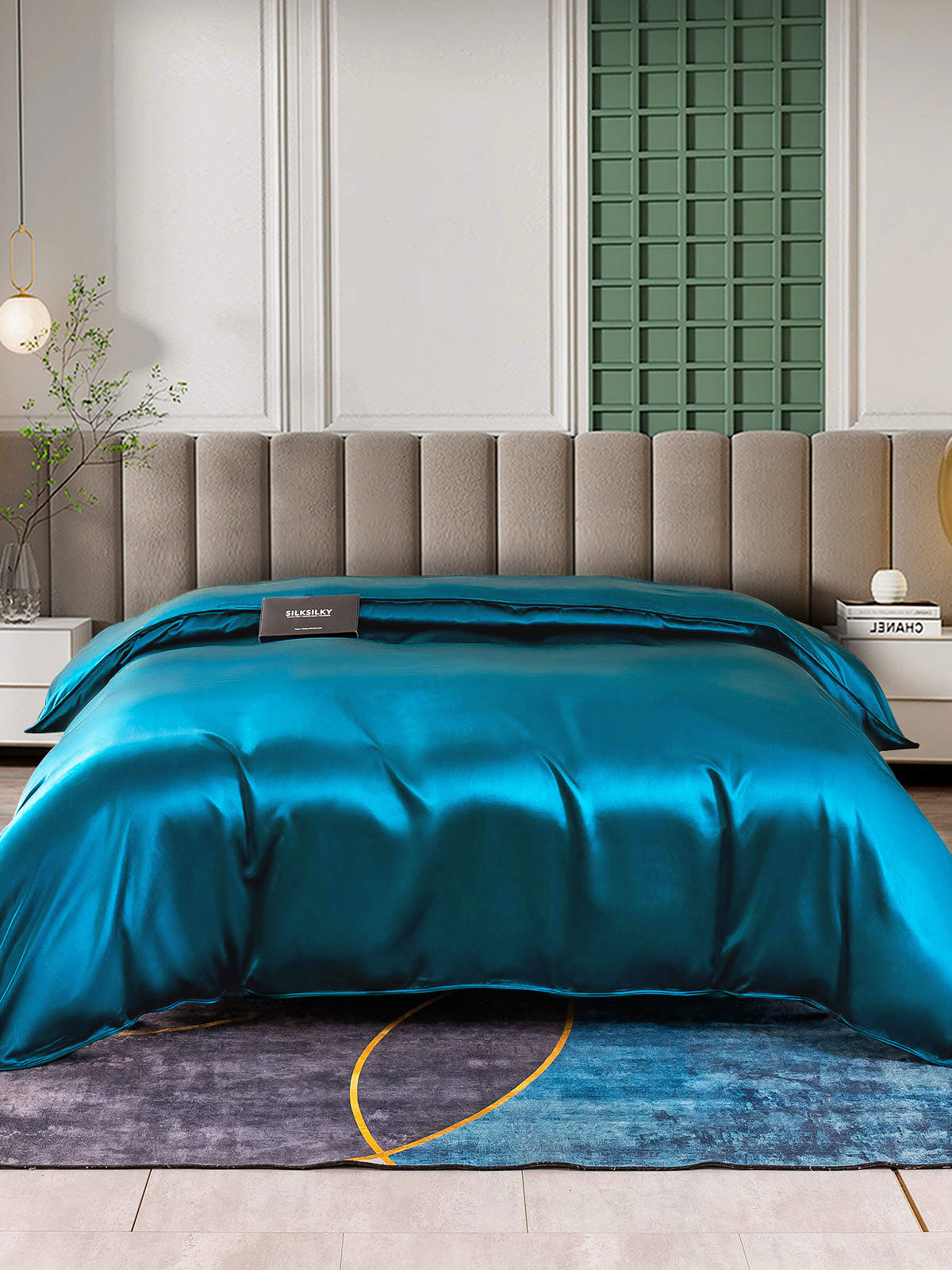 [Kungsblått] SilkSilky-SE 25Momme Rent Silke Duvet Cover 002