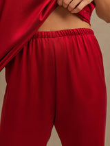 [Vin] SilkSilky-SE 19Momme Ärmlös Djup Rund Halsringning Dam Pyjama 003