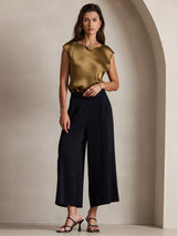 [Brun] SilkSilky-SE Cap Sleeve Round Neck Dam T-Shirt 005