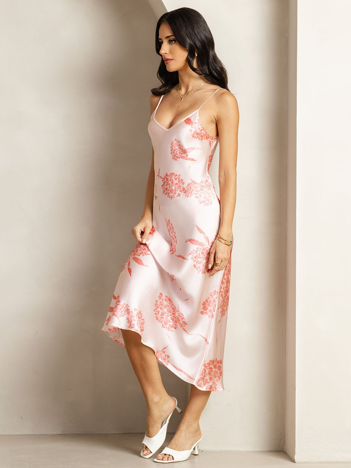[Korallblommor] SilkSilky-SE 19Momme Silke Dress 004