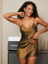 [Kaffe] SilkSilky-SE Spaghetti Strap V Neck Camisole Set 004