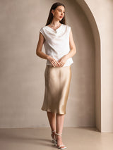 [Vit] SilkSilky-SE Cap Sleeve Cowl Neck Dam T-Shirt 007