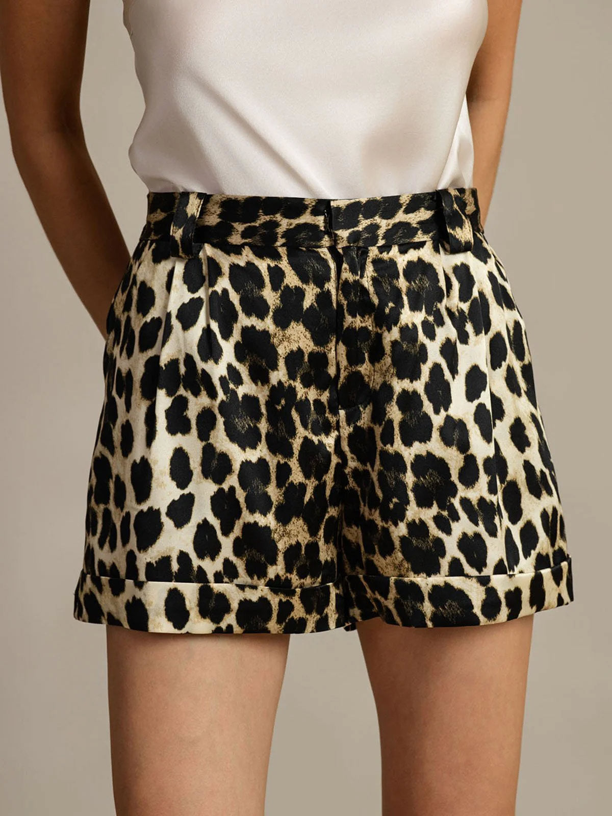 [Leopard] SilkSilky-SE 19Momme Silke Womens Shorts 004
