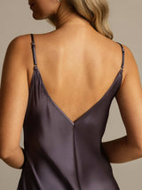 [Lila Grå] SilkSilky-SE Rent Silke Nightgown 005,