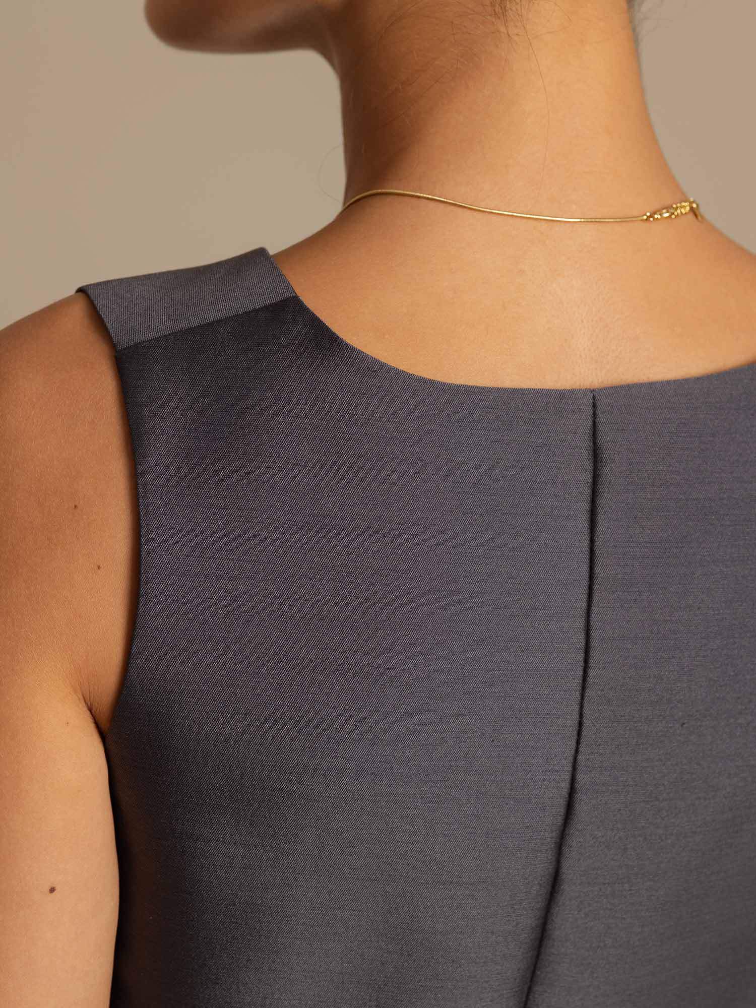 [Grå] SilkSilky-SE 32Momme Silk-Wool Blend Womens Vest 004,