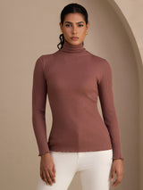 [Cameo Rose] SilkSilky-SE Long Sleeve Turtle Neck Dam T-Shirt 001