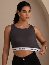 [Grå] SilkSilky-SE Sleeveless Crew Neck Cami Toppar 003