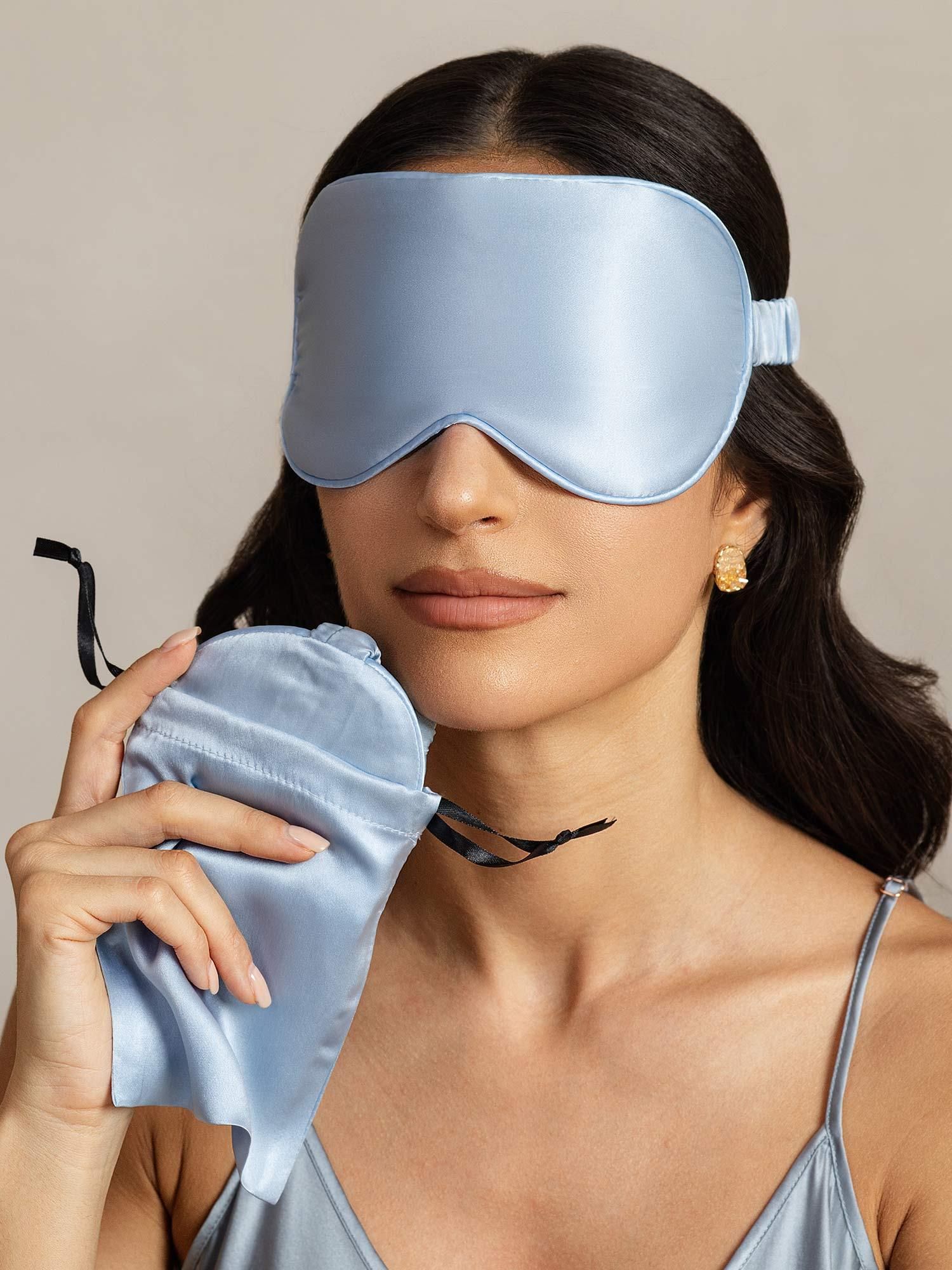 [Ljusblå] SilkSilky-SE Rent Silke Eye Mask 003